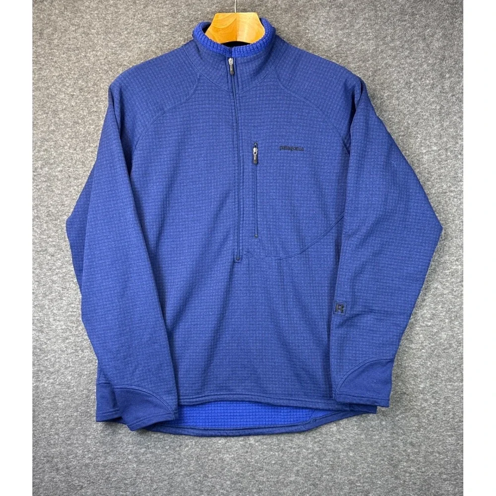 Patagonia R1 Regulator Pullover Mens L Blue Polartec Grid Half Zip‎ Outdoors USA